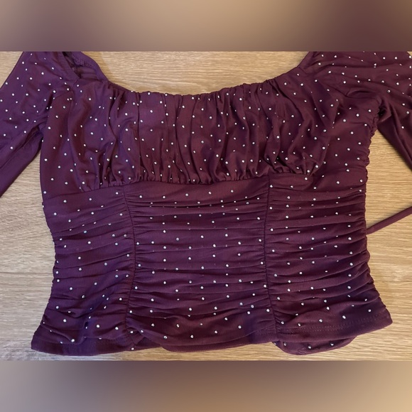 Alex & Sophia Purple Studded Lace-Up Square-Neck Top, crop Top - Picture 7 of 11